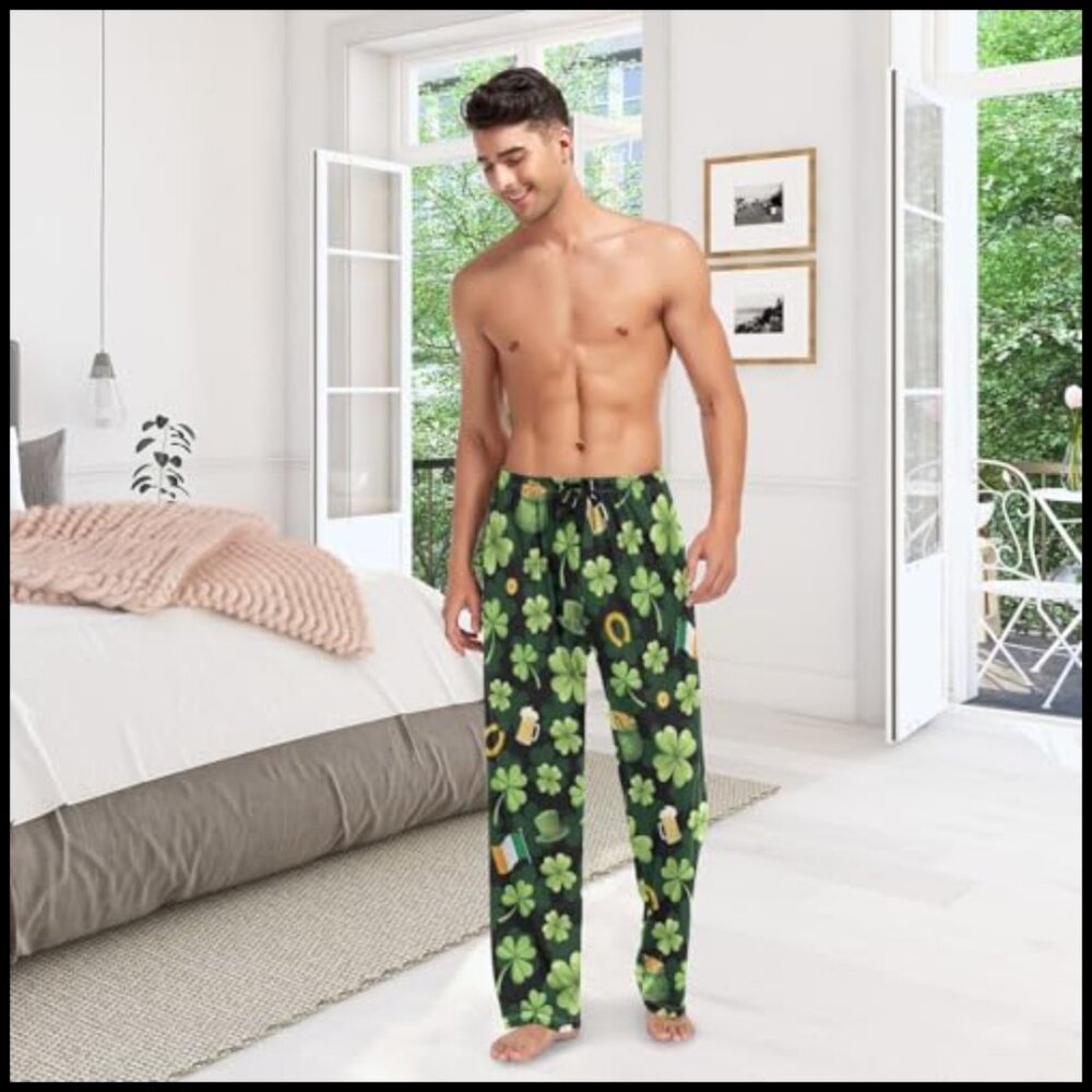 Men's Pajama Bottoms with Pockets, 95% Polyester 5% Spandex - Picture 5 of 5